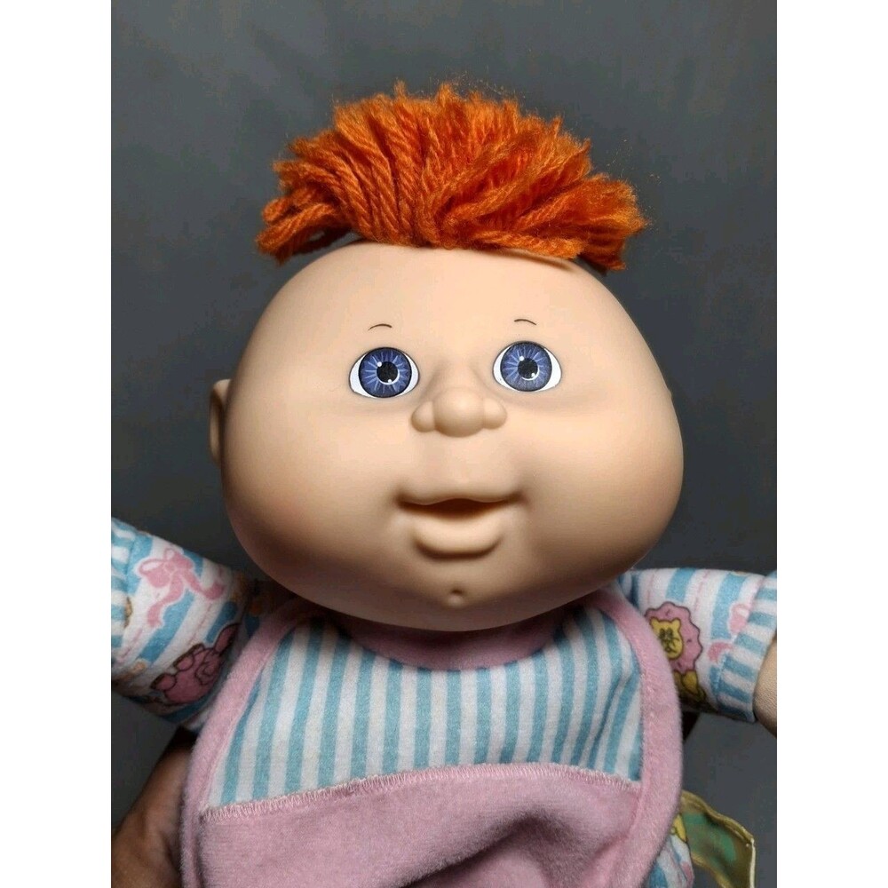 1992 Cabbage Patch Kids Toddler Collection Love N Care Baby Purple Eyes Orange H - Picture 6 of 12